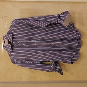 MEN'S TAILORBYRD PURPLE PINSTRIPE BUTTON DOWN DRESS SHIRT SZ MEDIUM $100